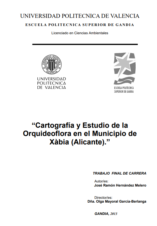 Cartografía y Estudio de la Orquideoflora en el Municipio de Xàbia (Alicante)